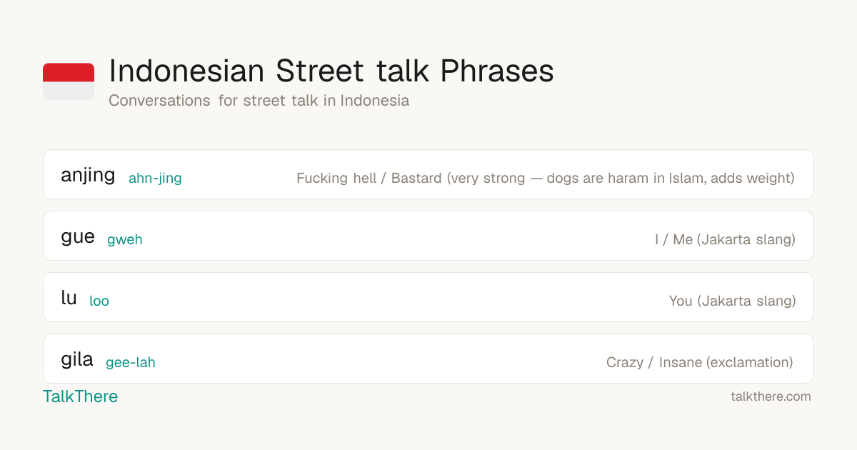 Indonesian Street talk Phrases -- Travel Conversations | TalkThere